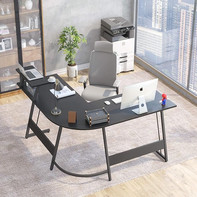 CubiCubi Gaming L-Shaped Desk Computer Corner Desk, 50.8" Home Office Gaming Desk, Office Writing Study Workstation with Large Monitor Stand, Space-Saving, Easy to Assemble