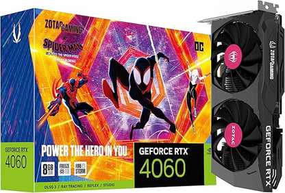 ZOTAC Gaming GeForce RTX 4060 8GB OC Spider-Man: Across The Spider-Verse Inspired Graphics Card Bundle, ZT-D40600P-10SMP