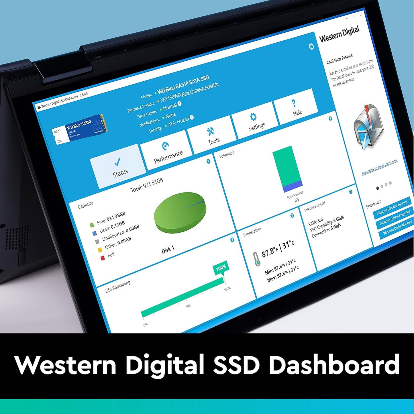 Western Digital 500GB WD Blue SA510 SSD SATA III 6 Gb/s, 2.5”/7mm Cased, Read speed up to 560MB/s, Write speed up to 510MB/s - 5-Year Limited Warranty -WDS500G3B0A