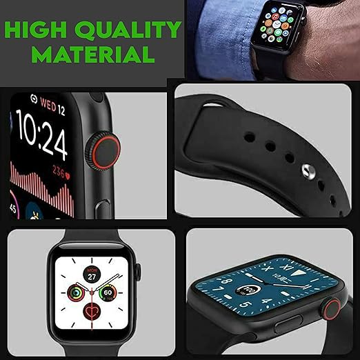 Value Smash Full Screen Bluetooth Heart Rate Monitor Smartwatch Compatible with Apple iOS Android Phone (Black)