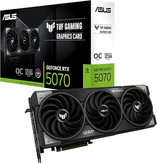 ASUS TUF Gaming GeForce RTX ™ 5070 12GB GDDR7 OC Edition Gaming Graphics Card (PCIe® 5.0, HDMI®/DP 2.1, 3.125-slot, Military-Grade Components, Protective PCB Coating, axial-tech Fans) - T