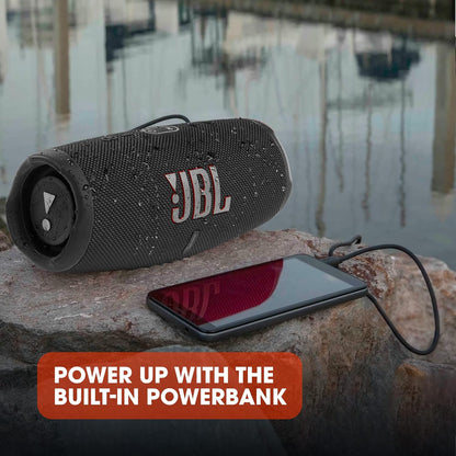 JBL Charge 5 - Portable Bluetooth Speaker with deep bass, IP67 waterproof and dustproof, 20 hours of playtime, built-in powerbank, in black