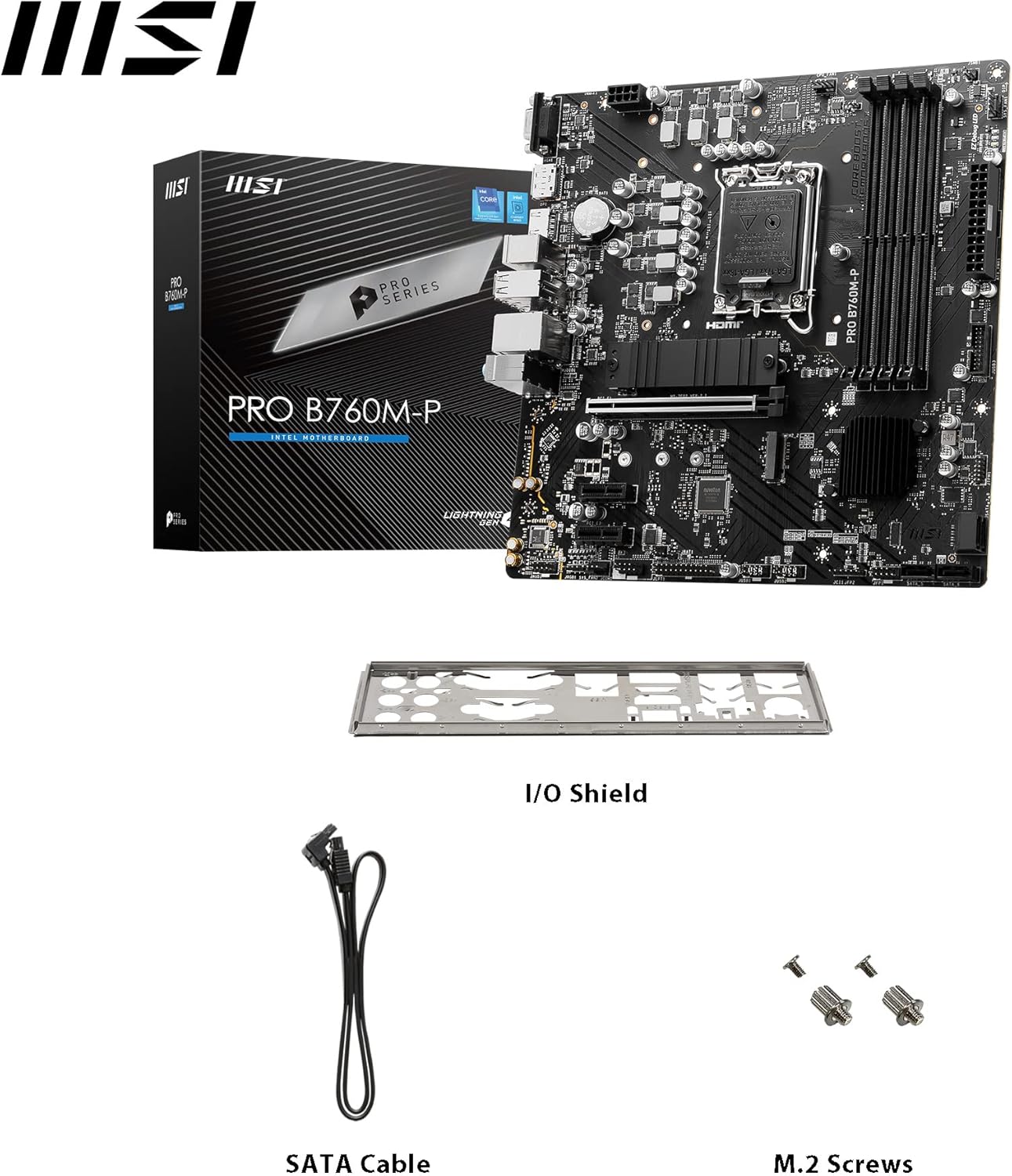 MSI PRO B760M-P Motherboard, Micro-ATX - Supports 12th and 13th Gen Intel Core Processors, LGA 1700 - DDR5 Memory Boost 6800+MHz/OC, PCIe 4.0 x16 Slot, M.2 Gen4 Slots - T