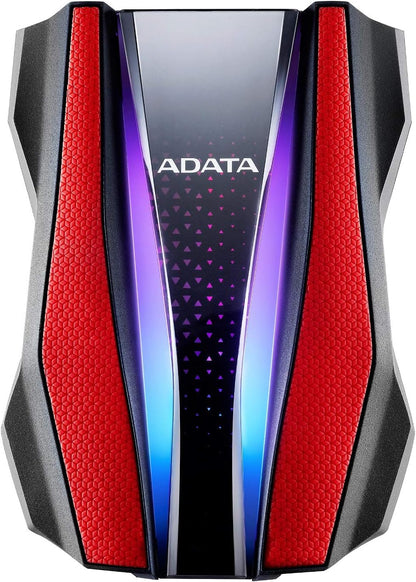 ADATA HD770G - 2TB External Hard Drive with USB 3.2 Gen.1, IP68 Protection, Red, AHD770GG, 2TB