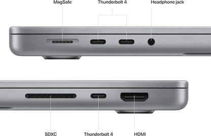 Apple 2023 MacBook Pro laptop with Apple M2 Pro chip with 12 core CPU and 19 core GPU: 14.2-inch Liquid Retina XDR display, 16GB, 1TB SSD storage. Works with iPhone/iPad; Space Grey; English