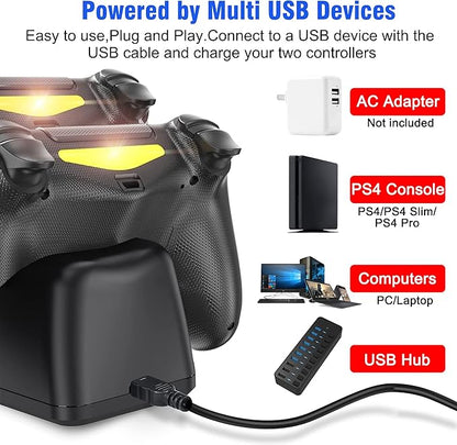 PS4 Controller Charger, PS4 Charging Dock Station for Playstation 4, DualShock 4 PS4 Controller Charger, USB Dobe PS4 Controller Charging Station for Playstation 4/ PS4 Slim / PS4 Pro/PS4 Controller - T