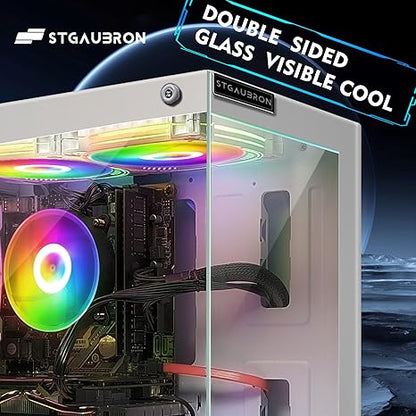 STGAubron Gaming Desktop PC,Radeon RX 580 16G GDDR5,Intel Core i7-6700 up to 4.0G,32G DDR4,2T SSD,600M WiFi,BT 5.0,RGB Fan x 3,RGB Keyboard&Mouse,RGB Mouse Pad,RGB BT Sound Bar,W10H64