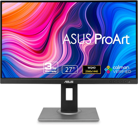 ASUS ProArt Display PA278QV 27” WQHD (2560 x 1440) Monitor, 100% sRGB/Rec. 709 ?E < 2, IPS, DisplayPort HDMI DVI-D Mini DP, Calman Verified, Eye Care, Anti-glare, Tilt Pivot Swivel Height Adjustable