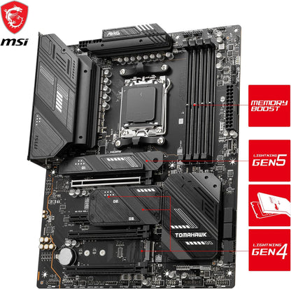 MSI MAG X670E TOMAHAWK WIFI Motherboard, ATX - Supports AMD Ryzen 7000 Series Processors, AM5-80A SPS VRM, DDR5 Memory Boost 6600+MHz/OC, PCIe 5.0 x16, M.2 Gen5, Wi-Fi 6E