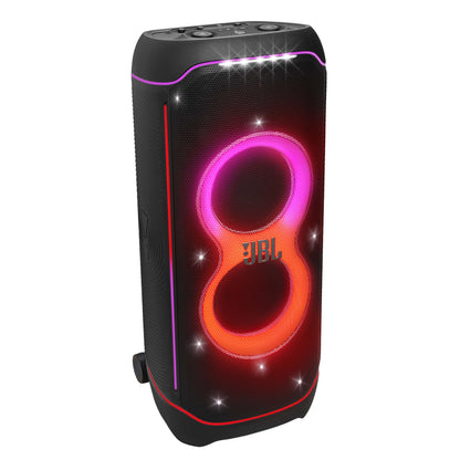 JBL Partybox Ultimate Massive party speaker with powerful sound, multi-dimensional lightshow, and splashproof design.