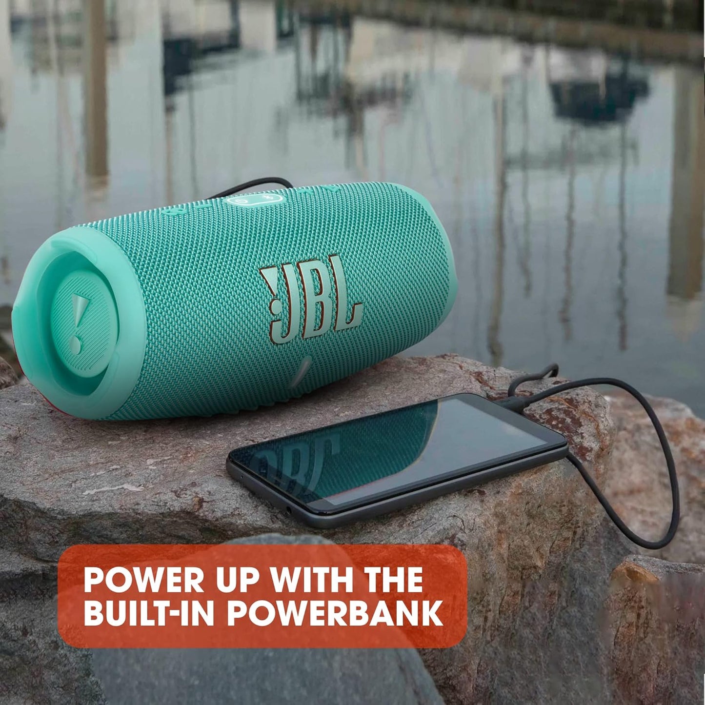 JBL Charge 5 - Portable Bluetooth Speaker with deep bass, IP67 waterproof and dustproof, 20 hours of playtime, built-in powerbank, in teal