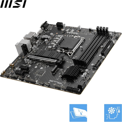 MSI PRO B760M-P Motherboard, Micro-ATX - Supports 12th and 13th Gen Intel Core Processors, LGA 1700 - DDR5 Memory Boost 6800+MHz/OC, PCIe 4.0 x16 Slot, M.2 Gen4 Slots - T