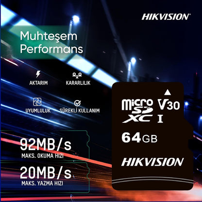 Hikvision microSDHC UHS-I 92 MB/s Card with Adapter 64GB