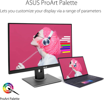 ASUS ProArt Display PA278QV 27” WQHD (2560 x 1440) Monitor, 100% sRGB/Rec. 709 ?E < 2, IPS, DisplayPort HDMI DVI-D Mini DP, Calman Verified, Eye Care, Anti-glare, Tilt Pivot Swivel Height Adjustable