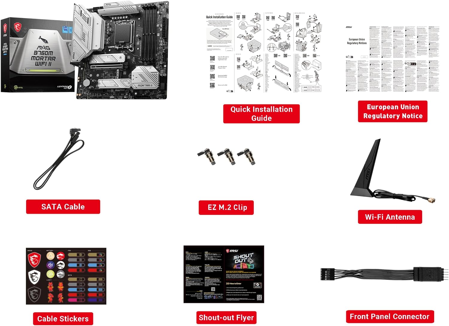 MSI MAG B760M Mortar WiFi II Gaming Motherboard (Supports 12th/13th/14th Gen Intel Processors, LGA 1700, DDR5, PCIe 5.0, M.2, 2.5Gbps LAN, USB 3.2 Gen2, Wi-Fi 6E, mATX) - T