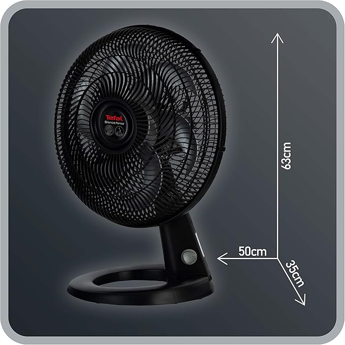 Tefal Silence Force Desk Fan, 16 Inch, 3 Speeds, Black - VG4110EE