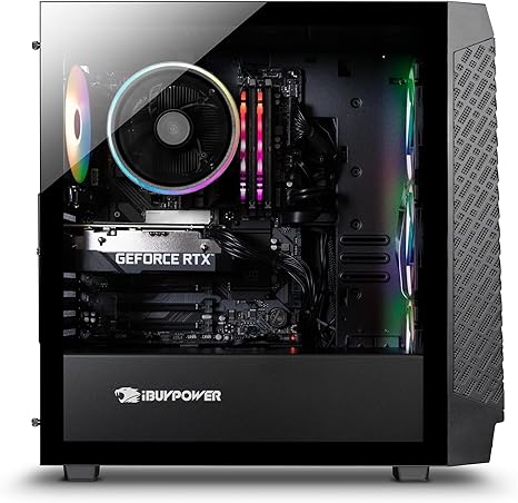 iBuyPower SlateMesh Gaming PC Computer Desktop SlateMeshA5N4601 (AMD Ryzen 5 7600, RTX 4060 8GB, 16GB DDR5 5200 Mhz, 500GB NVMe SSD, Windows 11 Home),Black