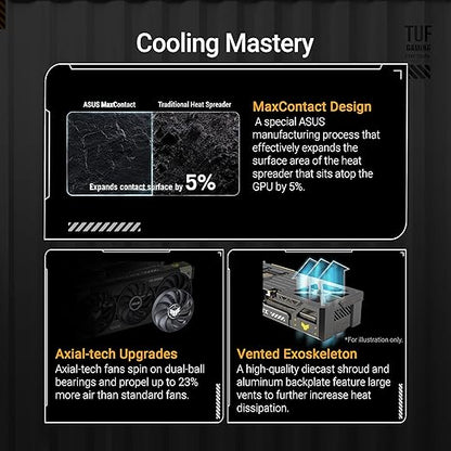 ASUS TUF Gaming GeForce RTX ™ 5070 12GB GDDR7 OC Edition Gaming Graphics Card (PCIe® 5.0, HDMI®/DP 2.1, 3.125-slot, Military-Grade Components, Protective PCB Coating, axial-tech Fans) - T