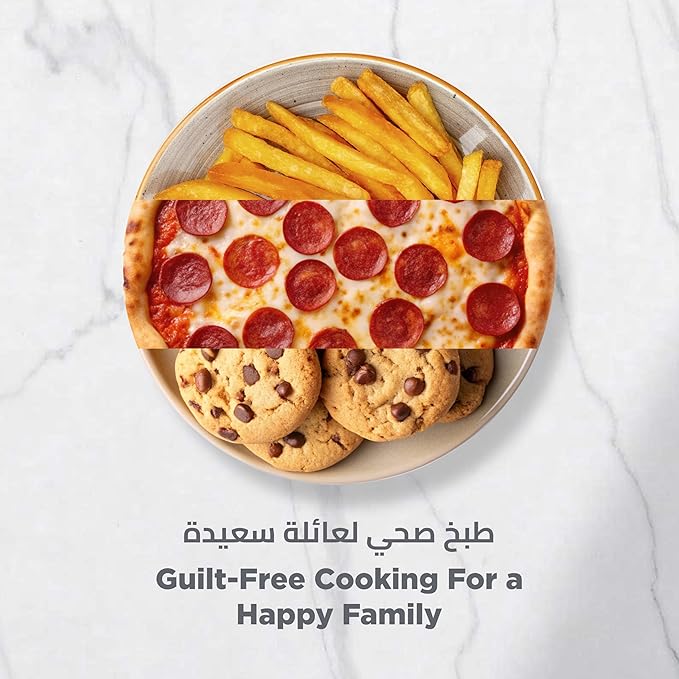 Black & Decker 1700W Air Fryer - 8L Capacity, Digital Touch Control, 7 Preset Functions, Adjustable Temp Timer, Rapid Air Convection, Shake Alert, Removable Crisper Plate - SAF80-B5. - T