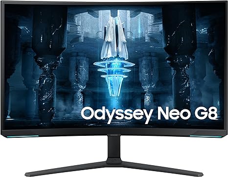 SAMSUNG 32" Odyssey Neo G8 4K UHD 240Hz 1ms G-Sync 1000R Curved Gaming Monitor, Quantum HDR2000, AMD FreeSync Premium Pro, Matte Display, Ultrawide Game View, DisplayPort, Black & White, 2022