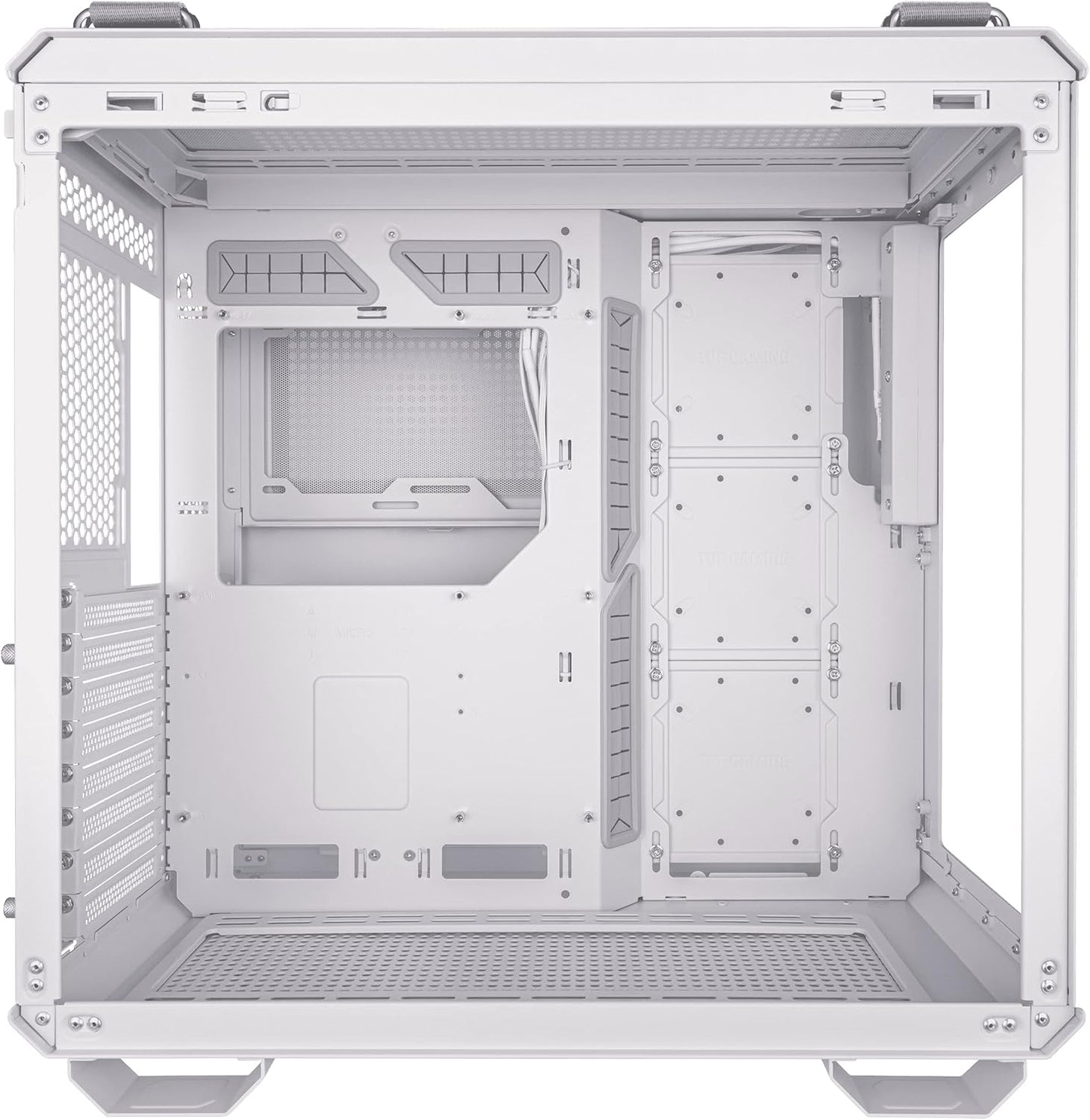 ASUS TUF Gaming GT502 White ATX Mid-Tower Computer Case,Front Panel RGB Button,USB 3.2 Type-C,2x USB 3.0 Ports,Tool-free Side Panel,ARGB Hub, 360mm and 280mm Radiator compatible, Fabric Handle on top. - T