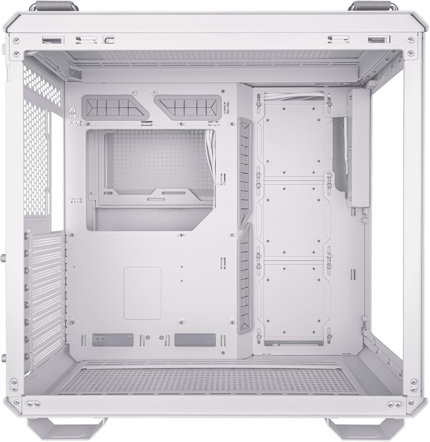 ASUS TUF Gaming GT502 White ATX Mid-Tower Computer Case,Front Panel RGB Button,USB 3.2 Type-C,2x USB 3.0 Ports,Tool-free Side Panel,ARGB Hub, 360mm and 280mm Radiator compatible, Fabric Handle on top. - T