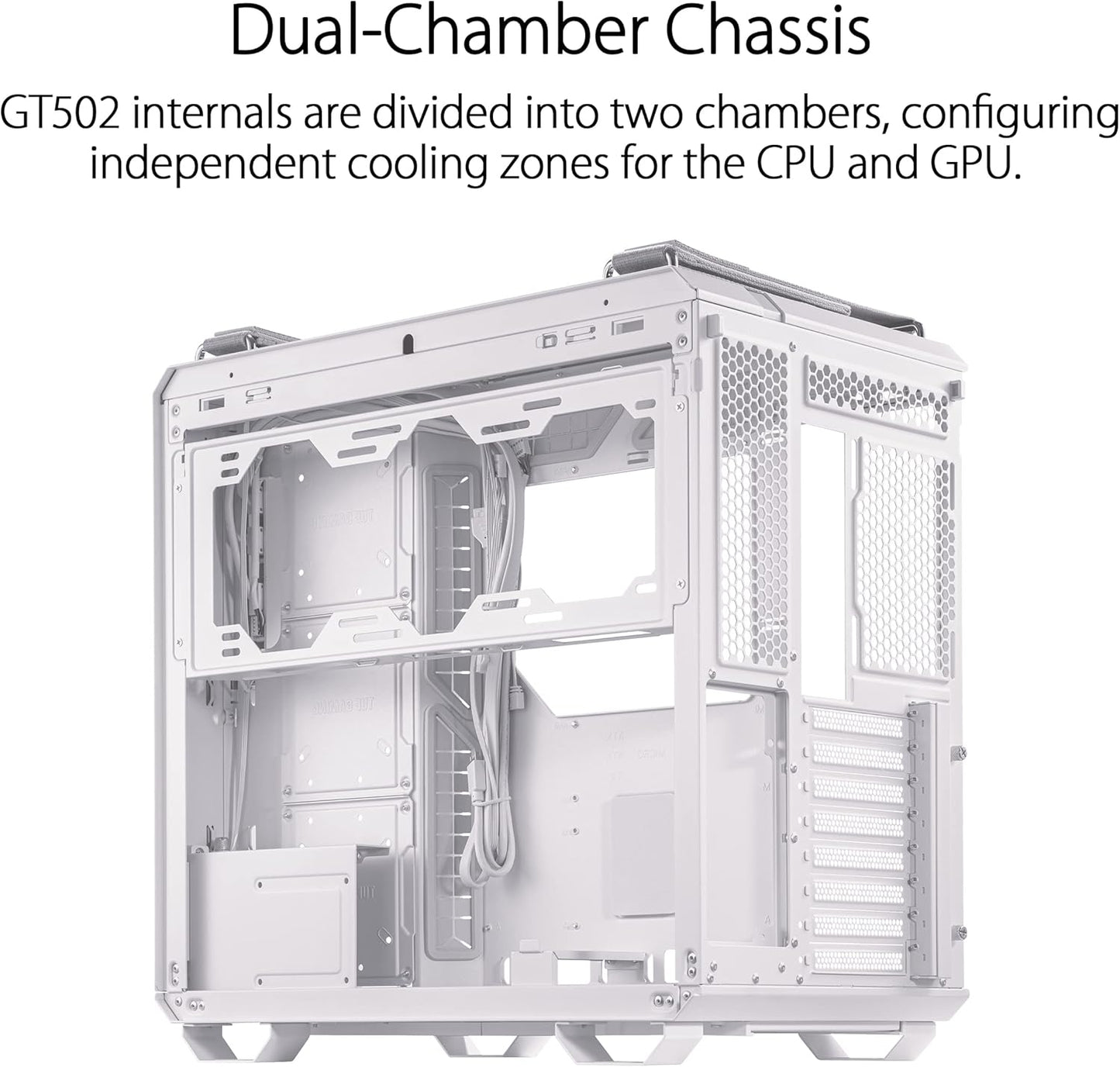 ASUS TUF Gaming GT502 White ATX Mid-Tower Computer Case,Front Panel RGB Button,USB 3.2 Type-C,2x USB 3.0 Ports,Tool-free Side Panel,ARGB Hub, 360mm and 280mm Radiator compatible, Fabric Handle on top. - T