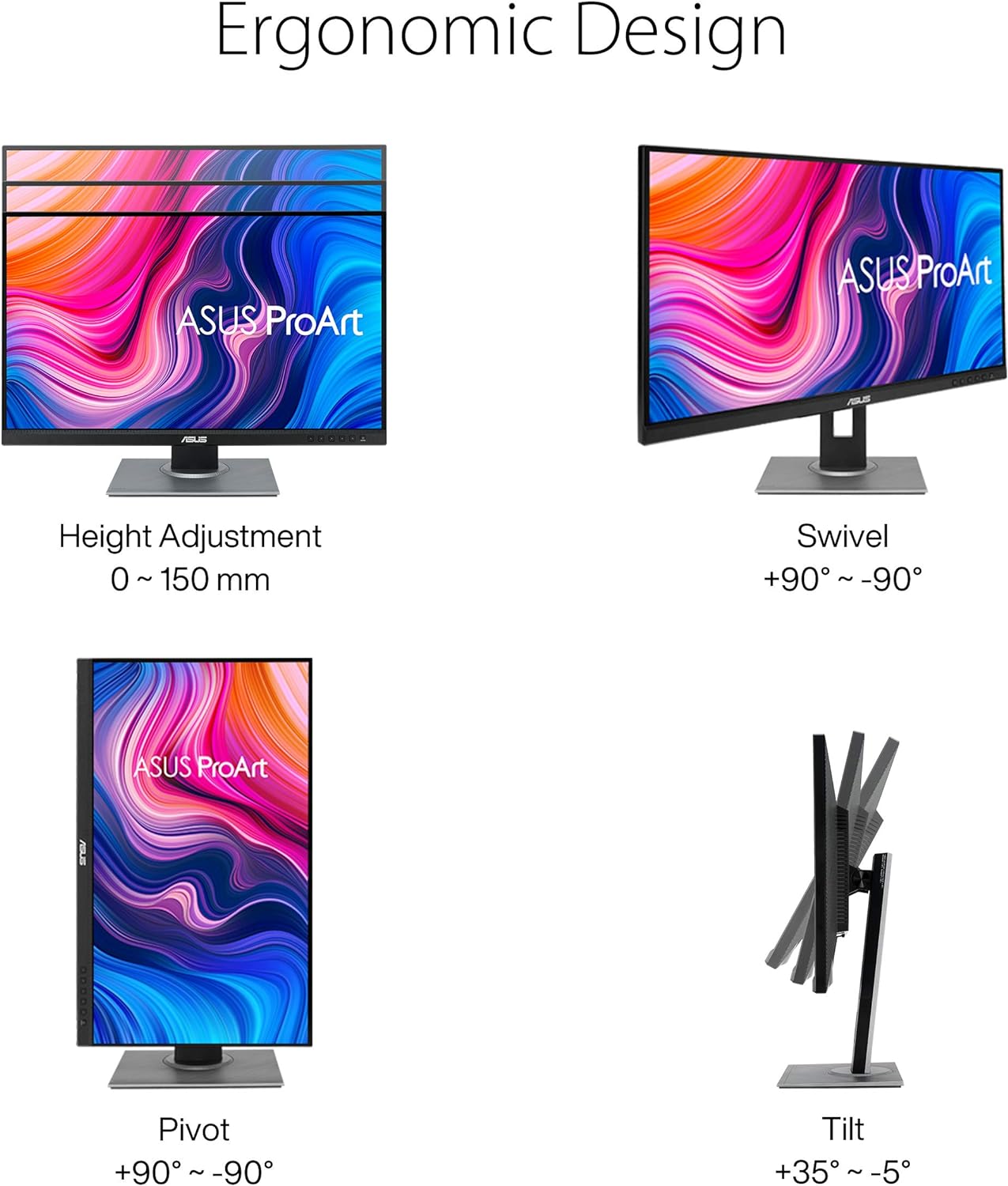 ASUS ProArt Display PA278QV 27” WQHD (2560 x 1440) Monitor, 100% sRGB/Rec. 709 ?E < 2, IPS, DisplayPort HDMI DVI-D Mini DP, Calman Verified, Eye Care, Anti-glare, Tilt Pivot Swivel Height Adjustable