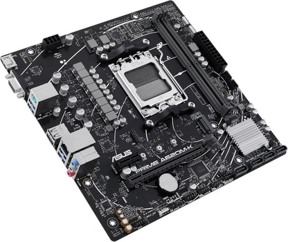 ASUS PRIME A620M-K AMD mATX Motherboard, DDR5, PCIe 4.0 M.2, HDMI, VGA, SATA 6Gbps, Two-Way AI Noise Cancellation, Aura Sync