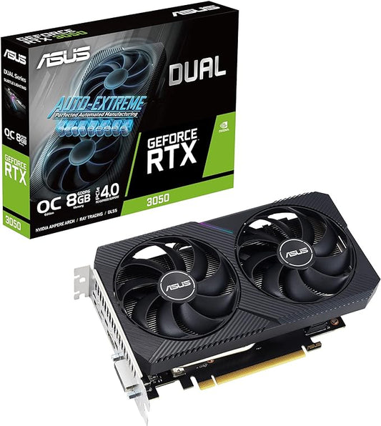 ASUS Dual GeForce RTX™ 3050 V2 OC Edition Graphics Card (PCIe 4.0, 8GB GDDR6, HDMI 2.1, DisplayPort 1.4a)