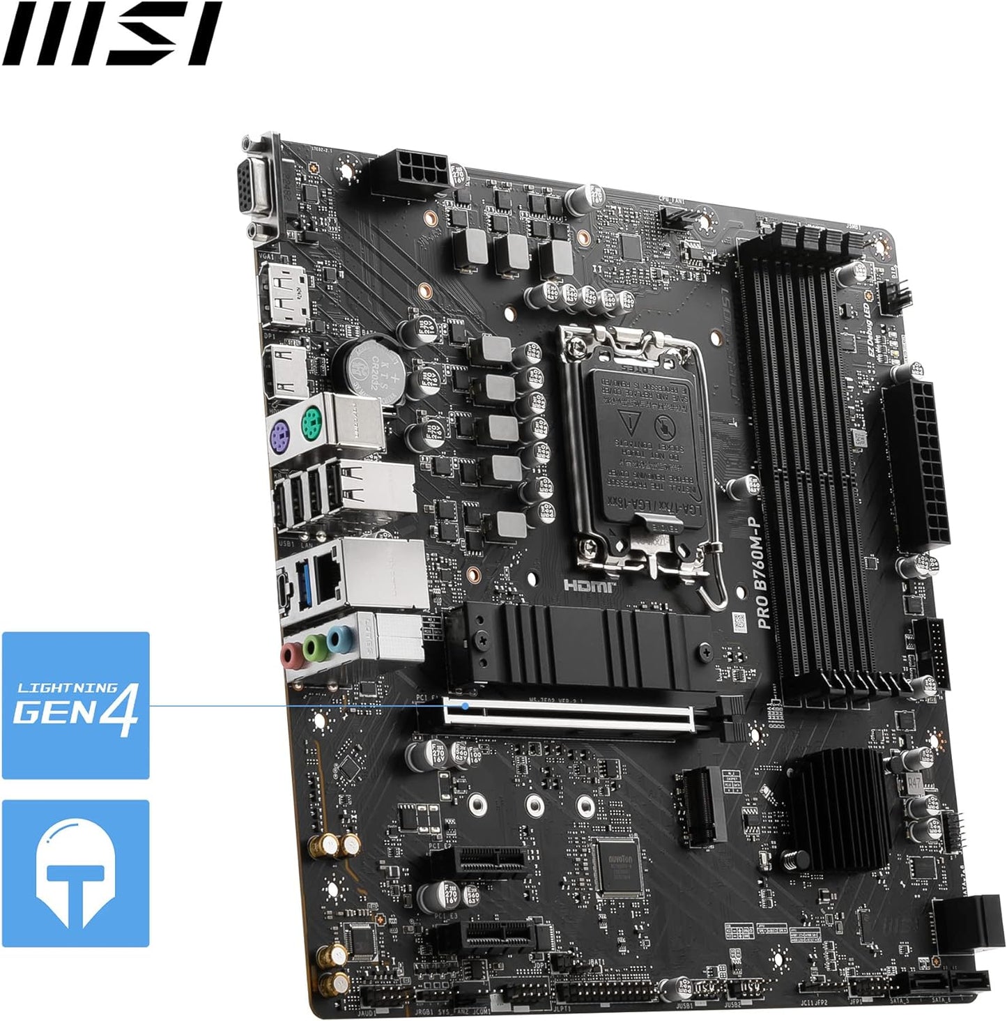 MSI PRO B760M-P Motherboard, Micro-ATX - Supports 12th and 13th Gen Intel Core Processors, LGA 1700 - DDR5 Memory Boost 6800+MHz/OC, PCIe 4.0 x16 Slot, M.2 Gen4 Slots - T