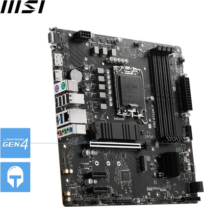 MSI PRO B760M-P Motherboard, Micro-ATX - Supports 12th and 13th Gen Intel Core Processors, LGA 1700 - DDR5 Memory Boost 6800+MHz/OC, PCIe 4.0 x16 Slot, M.2 Gen4 Slots - T