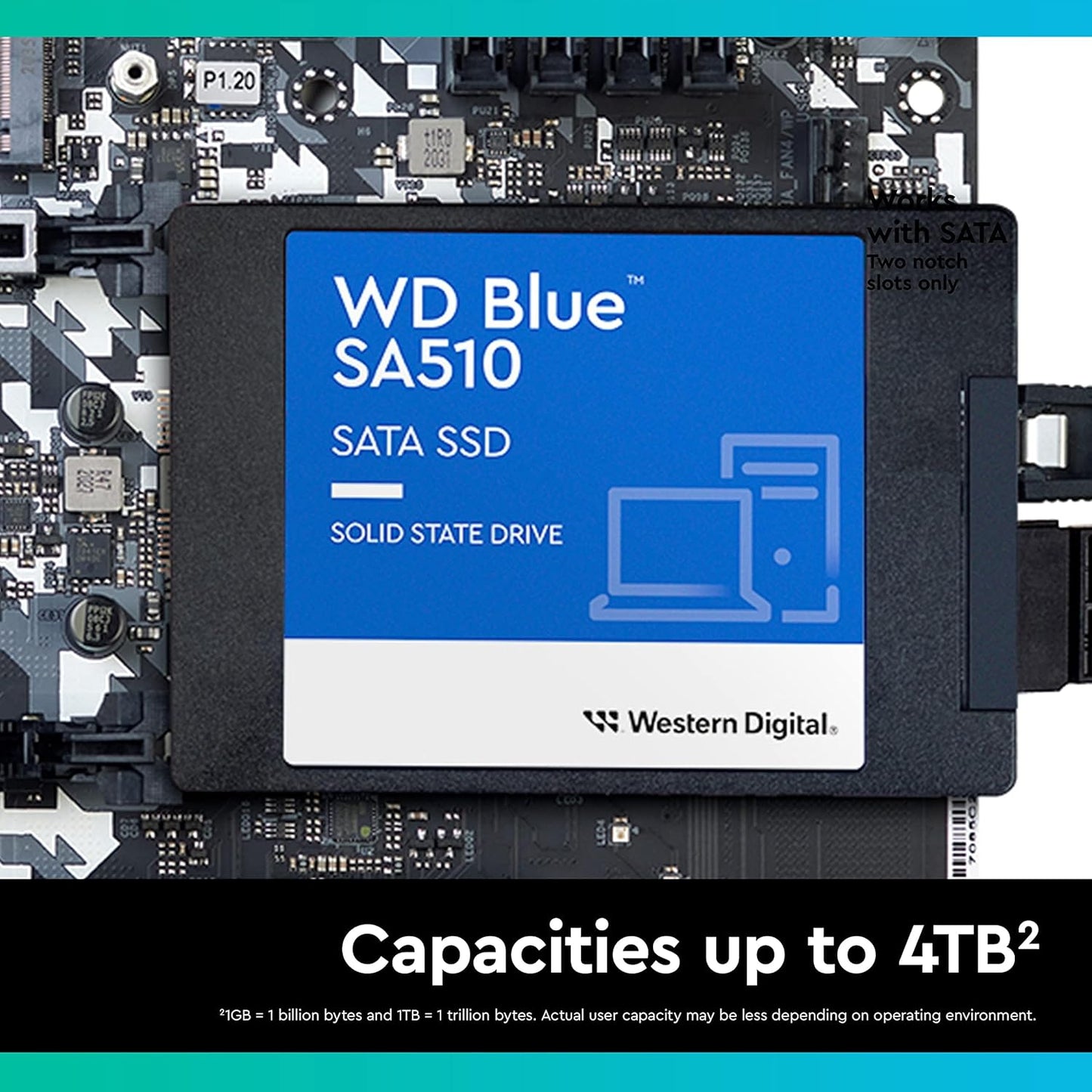 Western Digital 500GB WD Blue SA510 SSD SATA III 6 Gb/s, 2.5”/7mm Cased, Read speed up to 560MB/s, Write speed up to 510MB/s - 5-Year Limited Warranty -WDS500G3B0A