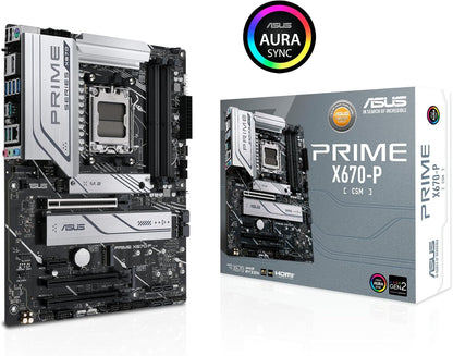 ASUS Prime X670-P WiFi Socket AM5 (LGA 1718) Ryzen 7000 ATX motherboard(DDR5,three M.2 slots, USB 3.2 Gen 2x2 Type-C®, USB4® support, WiFi 6 and 2.5Gb Ethernet)