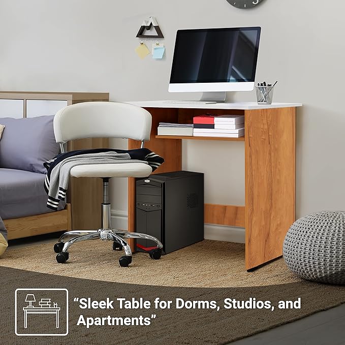 ABOUT SPACE Study Table with Under Desk Storage Shelf - Modern Desktop Table for PC, Laptop, Study, Drawing, Gaming Computer Table Office Furniture for Home Office [L 2.6 x B 1.5 x H 2.5 ft] Wood