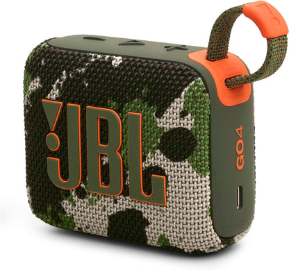 JBL GO 4 Portable Wireless Bluetooth Speaker, Waterproof and Dustproof IP67, Up to 7 Hours Battery Operation, USB, Compatible with JBL Portable, Camo