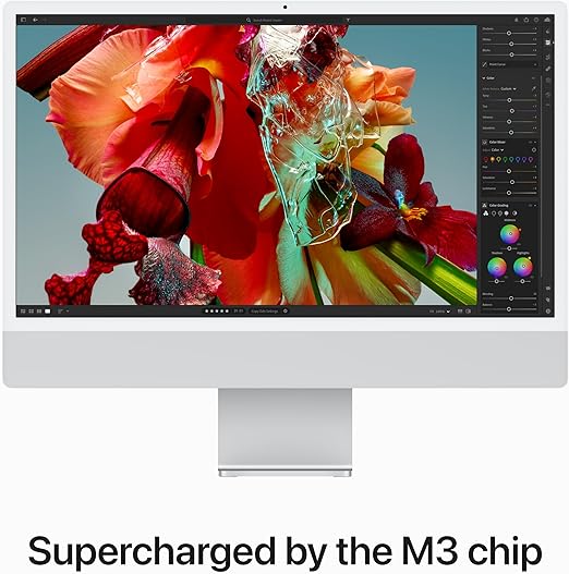 Apple 2023 iMac All-in-One Desktop Computer with M3 chip: 8-core CPU, 10-core GPU, 24-inch Retina Display, 256GB SSD Storage. Works with iPhone/iPad; Silver With AppleCare+ (3 Years)