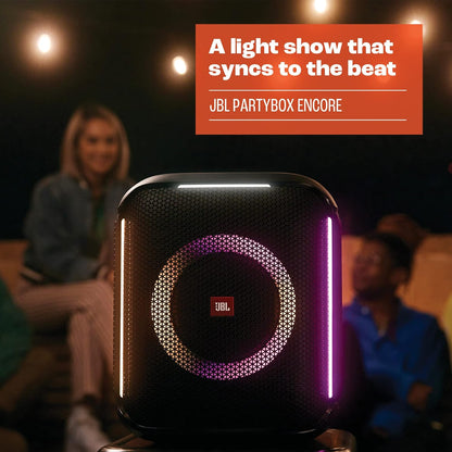 JBL Partybox Encore Portable Party Speaker with Digital Wireless Mic, 100W Powerful Sound, Dynamic Light Show, IPX Splash Proof, 10 Hours of Playtime, Multisource Playback - Black, JBLPBENCORE1MICUK - T