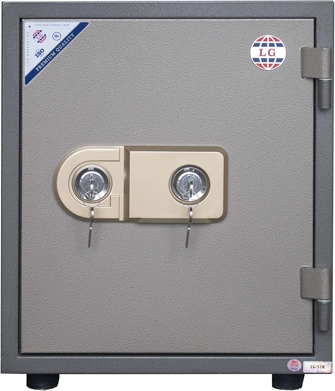 LGSafe LG51K Fireproof Safe Box - Anti-Burglar Home and Office Safe with an Adjustable Shelf, Dual Locks Besides an Internal Lockable Drawer (H51 x W42 x D48 CM, 80KG) - Made in Vietnam