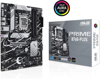 ASUS Prime B760-PLUS Intel B760(13th and 12th Gen) LGA1700 ATX motherboard PCIe 5.0,DDR5,3X PCIe 4.0 M.2 slots,2.5Gb LAN, DP,HDMI,USB 3.2 Gen 2x2 Type-C,front USB 3.2 Gen 1 Type-C,Thunderbolt (USB4)