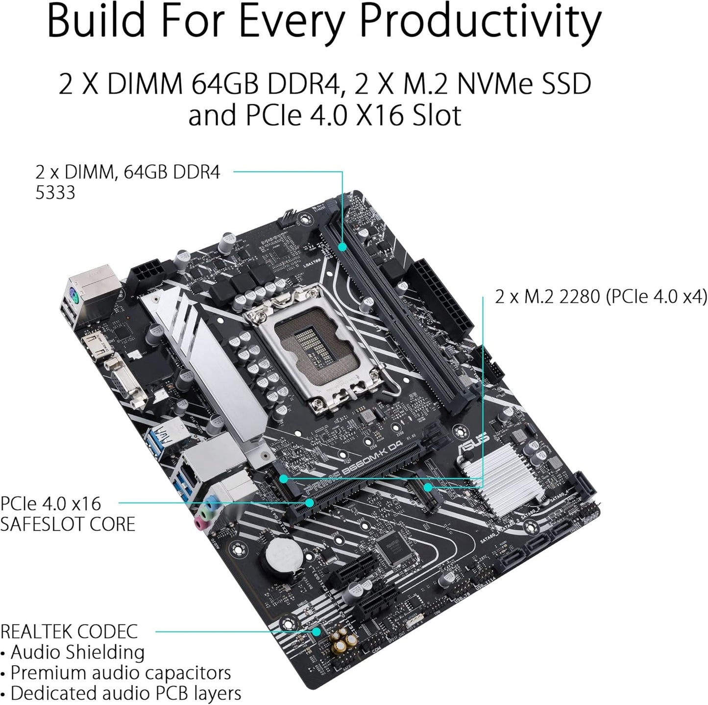 ASUS PRIME B660M-K DDR4 LGA 1700 Micro ATX Motherboard