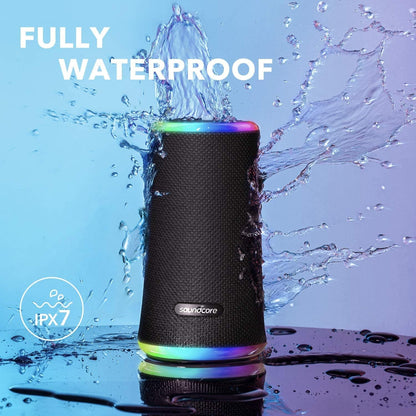 Anker soundcore flare 2 bluetooth speaker, with ipx7 waterproof protection and 360 sound for backyard and beach party, 20w wireless speaker with partycast, eq adjustment, and 12-hour playtime, black