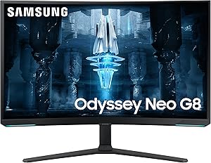 SAMSUNG 32" Odyssey Neo G8 4K UHD 240Hz 1ms G-Sync 1000R Curved Gaming Monitor, Quantum HDR2000, AMD FreeSync Premium Pro, Matte Display, Ultrawide Game View, DisplayPort, Black & White, 2022