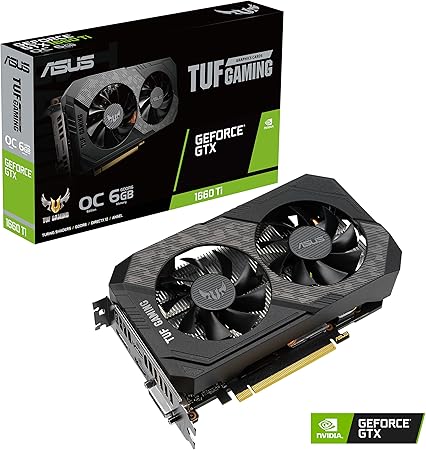 ASUS TUF Gaming NVIDIA GeForce GTX 1660 Ti EVO OC Edition Graphics Card (PCIe 3.0, 6GB GDDR6, HDMI 2.0b, DisplayPort 1.4, Space-Grade Lubricant, Compact Design, GPU Tweak II)