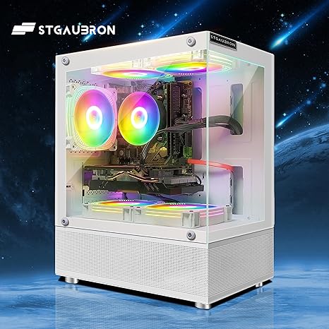 STGAubron Gaming Desktop PC,Radeon RX 580 16G GDDR5,Intel Core i7-6700 up to 4.0G,32G DDR4,2T SSD,600M WiFi,BT 5.0,RGB Fan x 3,RGB Keyboard&Mouse,RGB Mouse Pad,RGB BT Sound Bar,W10H64