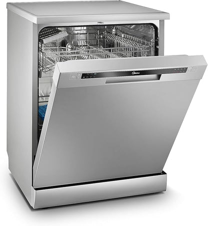 Midea Dishwasher - WQP13-5201C-S - 6 programs - Free standing - 13 Place set - Silver