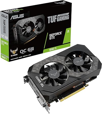 ASUS TUF Gaming NVIDIA GeForce GTX 1660 Ti EVO OC Edition Graphics Card (PCIe 3.0, 6GB GDDR6, HDMI 2.0b, DisplayPort 1.4, Space-Grade Lubricant, Compact Design, GPU Tweak II)