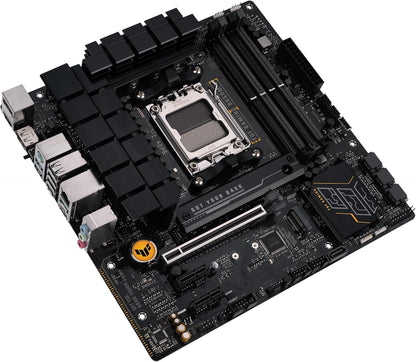 ASUS TUF GAMING B650M-E AMD mATX Motherboard, 8+2 DrMOS DDR5, PCIe 5.0, 2 M.2 Slots, Realtek Ethernet 2.5Gb, 2 DisplayPort, HDMI, USB Type-C, Bidirectional AI Noise Cancellation and Aura Sync