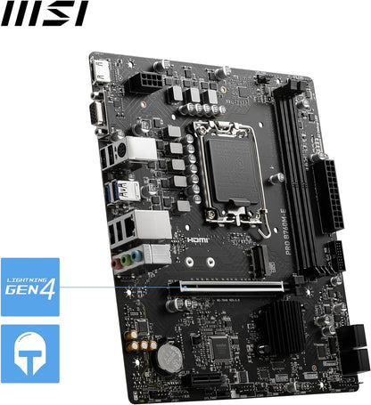 MSI PRO B760M-E Motherboard, Micro-ATX - Supports Intel 12th & 13th Gen Core Processors, LGA 1700 - DDR5 Memory Boost 5600MHz, PCIe 4.0 x16 Slot, M.2 Gen4 Slot