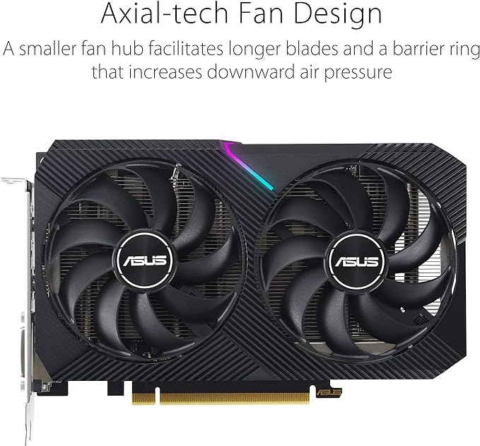 ASUS Dual GeForce RTX™ 3050 V2 OC Edition Graphics Card (PCIe 4.0, 8GB GDDR6, HDMI 2.1, DisplayPort 1.4a)